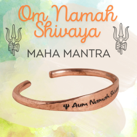 Aum Namah Shivaya Verstellbares ISHA Armband aus gehämmertem Kupfer Aum Namah Shivaya Verstellbares ISHA Armband aus gehämmertem Kupfer