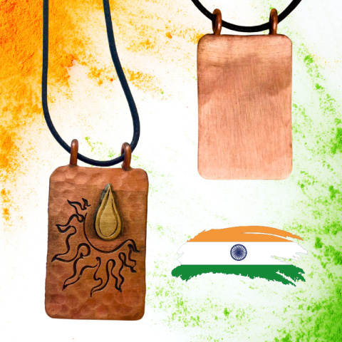 Surya Anhänger aus gehämmertem Kupfer ISHA Surya Anhänger aus gehämmertem Kupfer ISHA