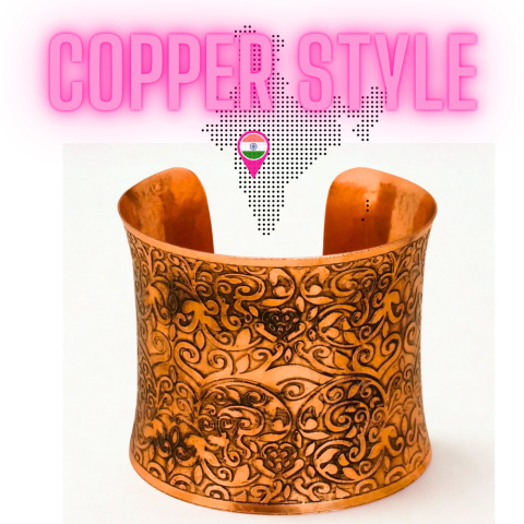 COPPER STYLE Handdekoriertes und geätztes schönes ISHA Kupferarmband COPPER STYLE Handdekoriertes und geätztes schönes ISHA Kupferarmband