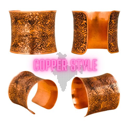 COPPER STYLE Handdekoriertes und geätztes schönes ISHA Kupferarmband COPPER STYLE Handdekoriertes und geätztes schönes ISHA Kupferarmband