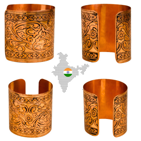 Geätztes COPPER STYLE Handdekoriertes und geätztes schönes ISHA Kupferarmband Geätztes COPPER STYLE Handdekoriertes und geätztes schönes ISHA Kupferarmband
