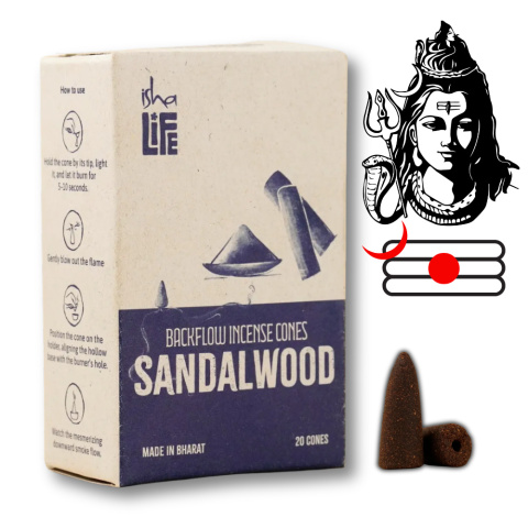 SANDALWOOD Konische Räucherstäbchen für Adiyogi Backflow 20 konische Räucherstäbchen SANDALWOOD Konische Räucherstäbchen für Adiyogi Backflow 20 konische Räucherstäbchen