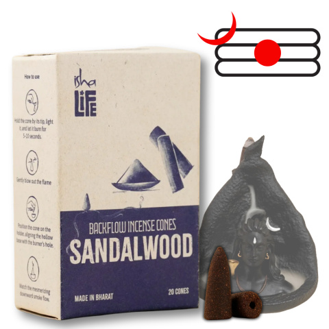 SANDALWOOD Konische Räucherstäbchen für Adiyogi Backflow 20 konische Räucherstäbchen SANDALWOOD Konische Räucherstäbchen für Adiyogi Backflow 20 konische Räucherstäbchen